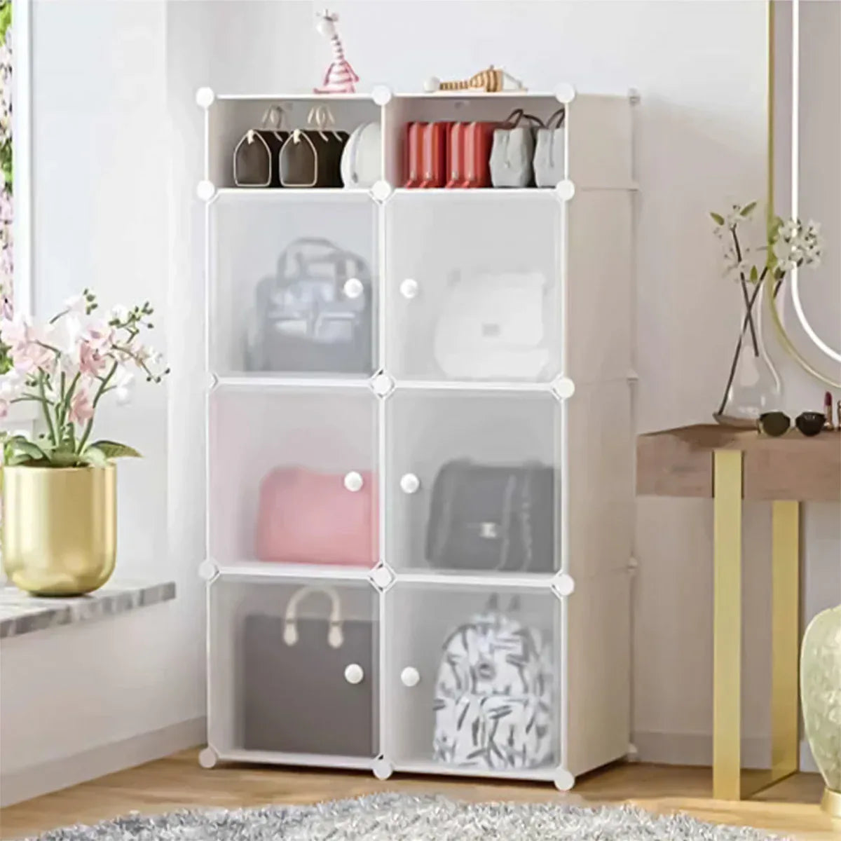 Dulap modular din plastic cu schelet metalic, D3267W, culoare Alb, 129 x 75 x 37 cm