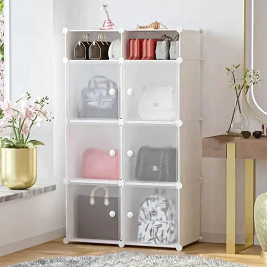 Dulap modular din plastic cu schelet metalic, D3267W, culoare Alb, 129 x 75 x 37 cm