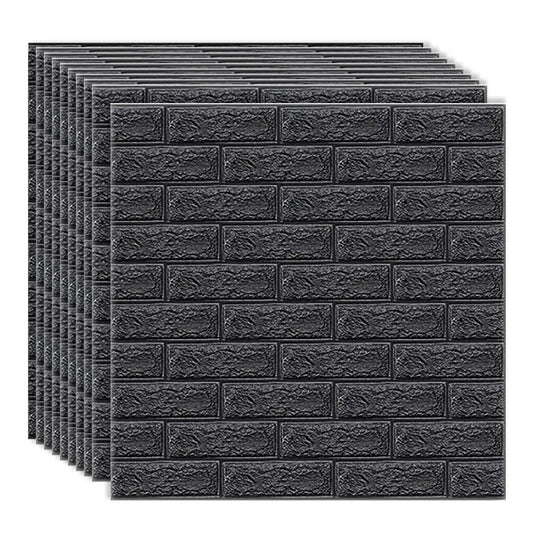 Set 10 x Tapet 3D autoadeziv, Naimeed D3402, model Caramida, 70 x 77 cm, 4mm grosime,  Negru