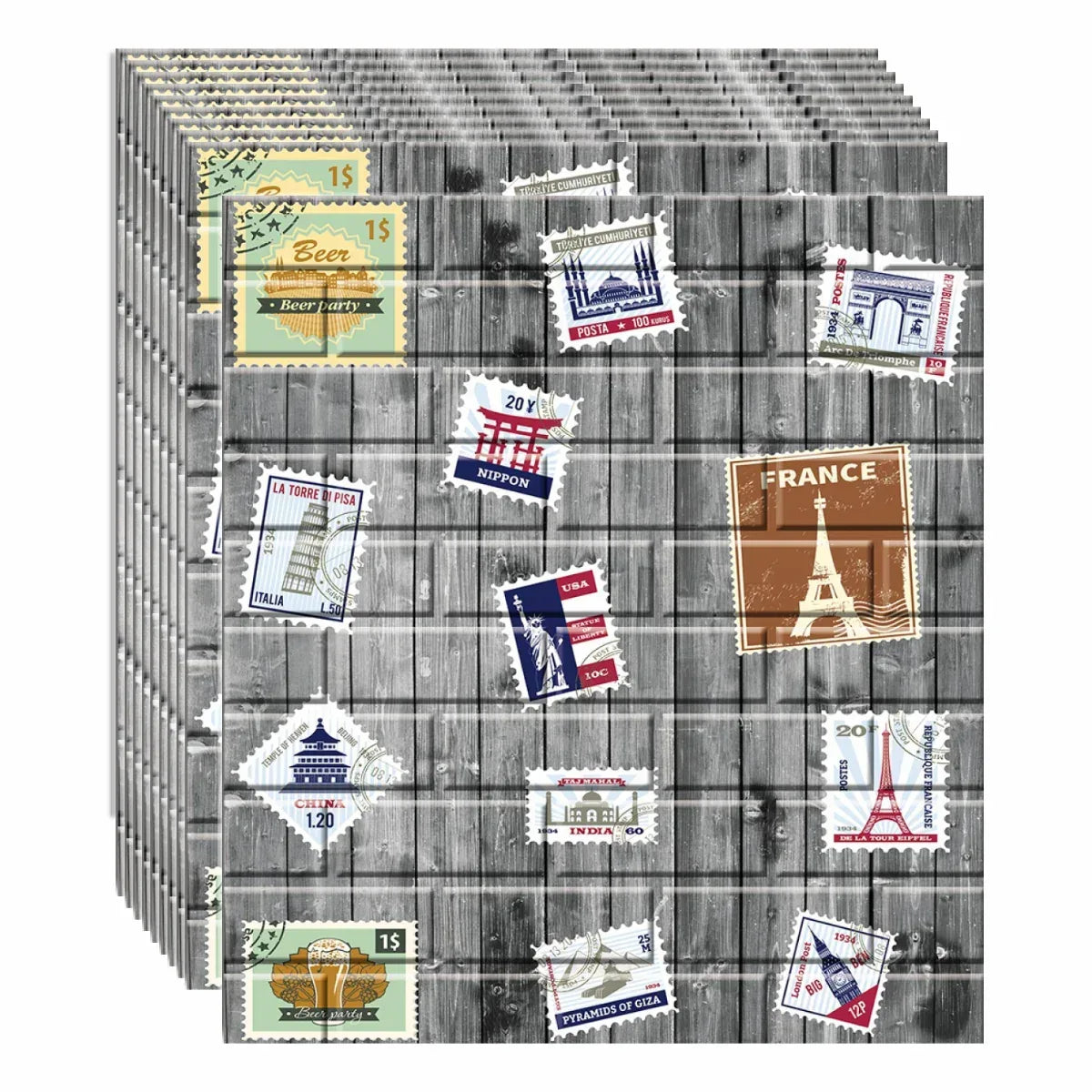 Set 10 x Tapet 3D autoadeziv, design modern, usor de curatat, 70x77 cm, Naimeed D3561