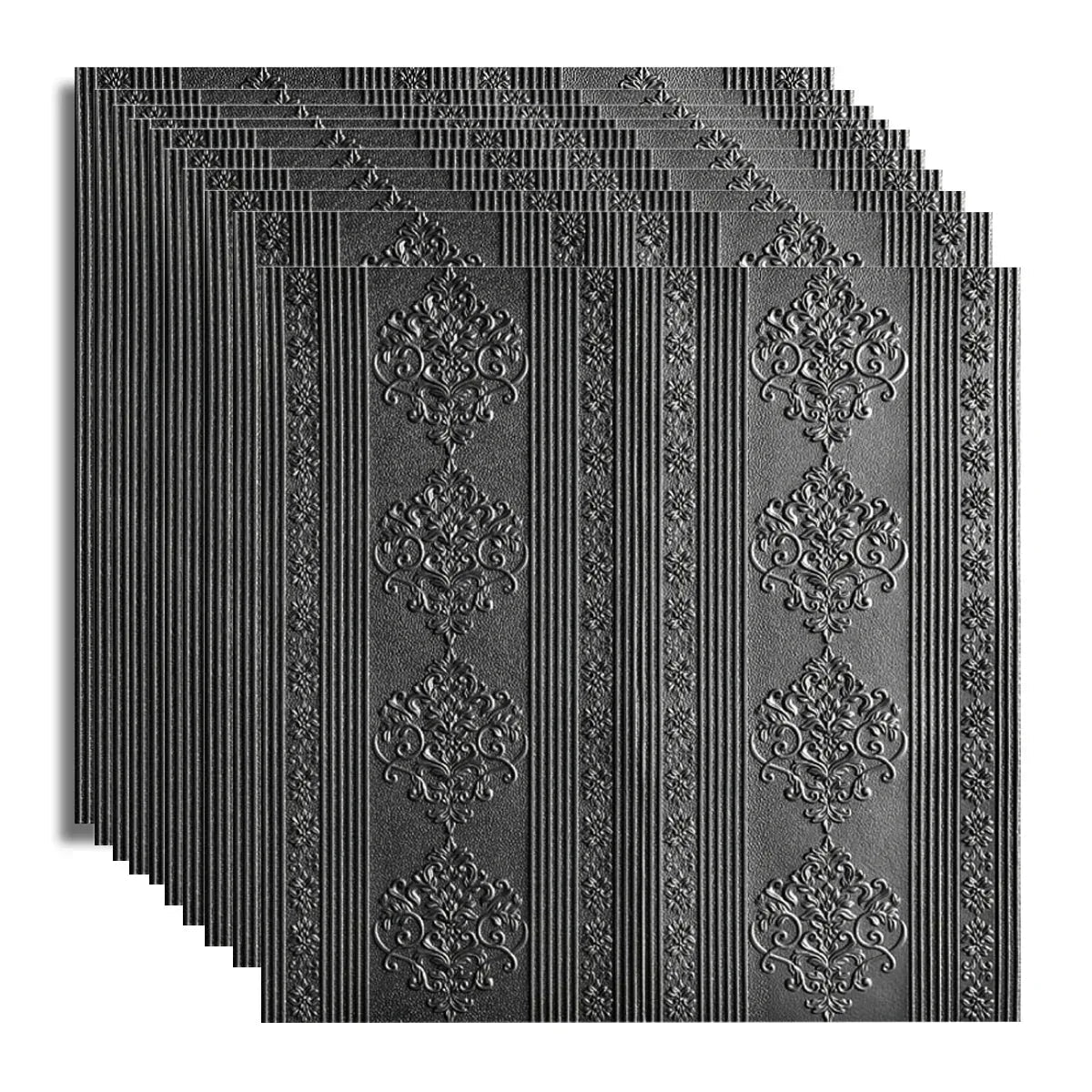 Set 10x Tapet 3D Autoadeziv, 5mm grosime, rezistent la apa, usor de curatat, 70x70cm, Naimeed D3601, model elegant, Negru