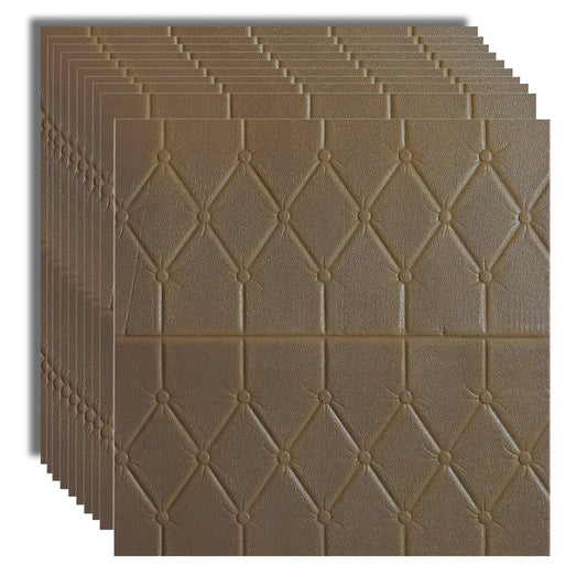 Set 10x Tapet 3D Autoadeziv, 5mm grosime, rezistent la apa, usor de curatat, 70x70cm, Naimeed D3606, model modern, Maro