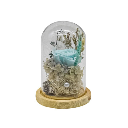 Aranjament floral in cupola de sticla, lumina Led, D4034, Blue
