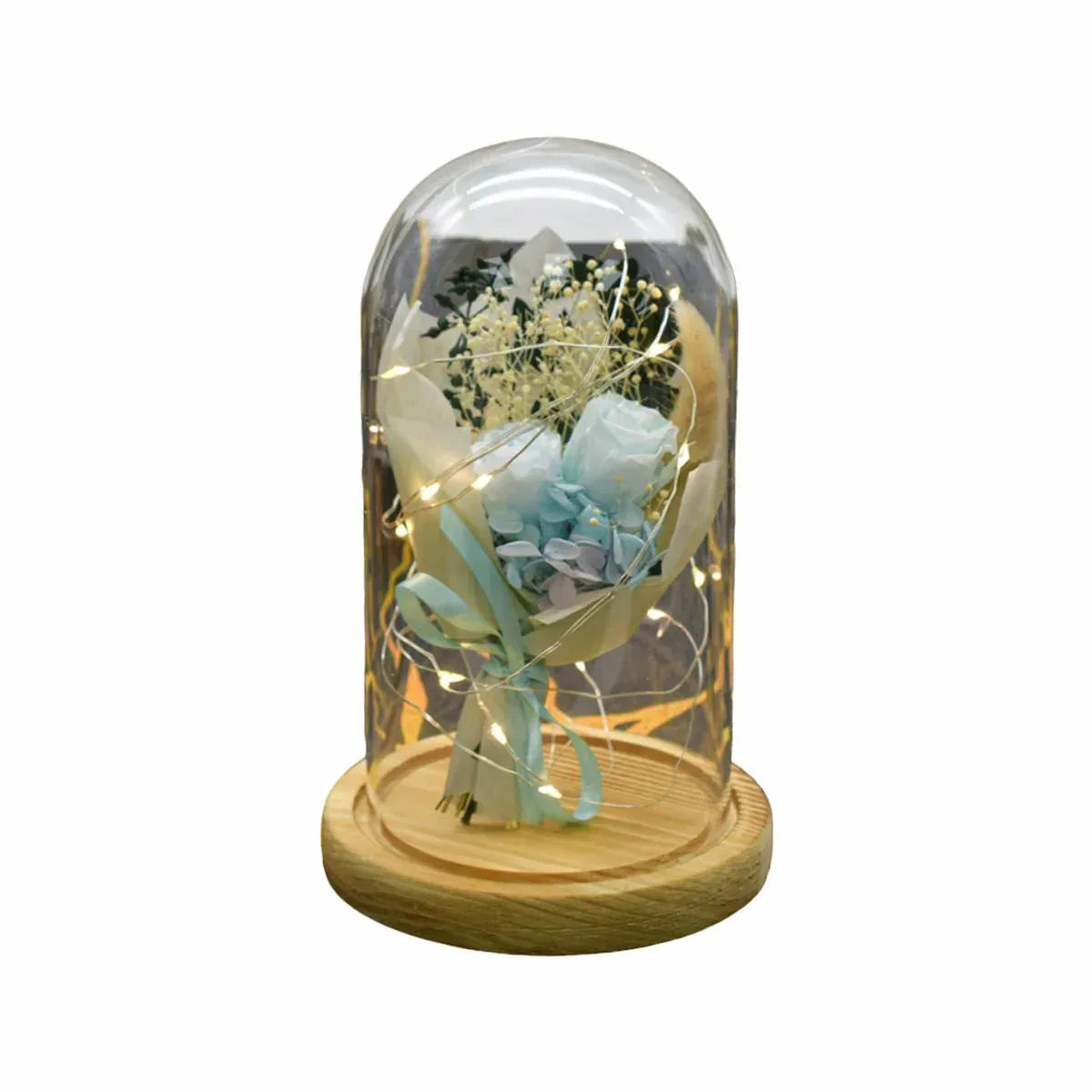 Aranjament floral in cupola de sticla, lumina Led, D4040, Blue