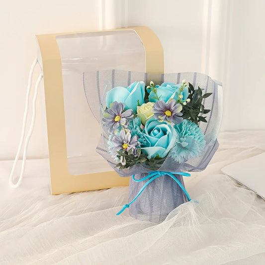 Aranjament floral elegant, flori de sapun, D4063, Blue