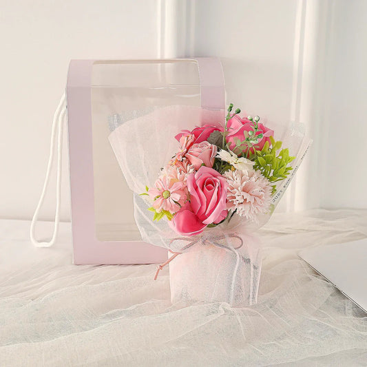 Aranjament floral elegant, flori de sapun, D4063, Roz