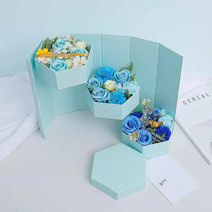 Aranjament floral elegant, flori de sapun, D4067, Blue