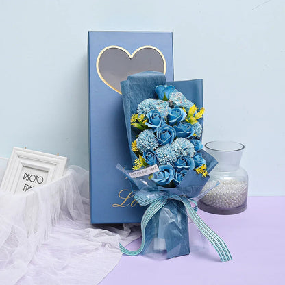 Aranjament floral elegant, flori de sapun, D4068, Blue