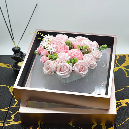 Aranjament floral elegant, flori de sapun, D4076, Roz