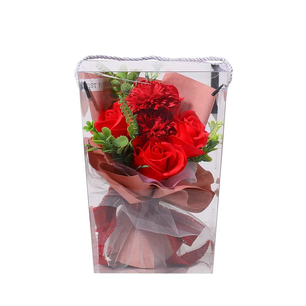 Aranjament floral elegant, flori de sapun, D4079, Rosu