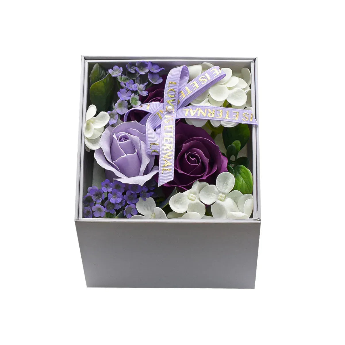 Aranjament floral elegant, flori de sapun, D4080, Mov