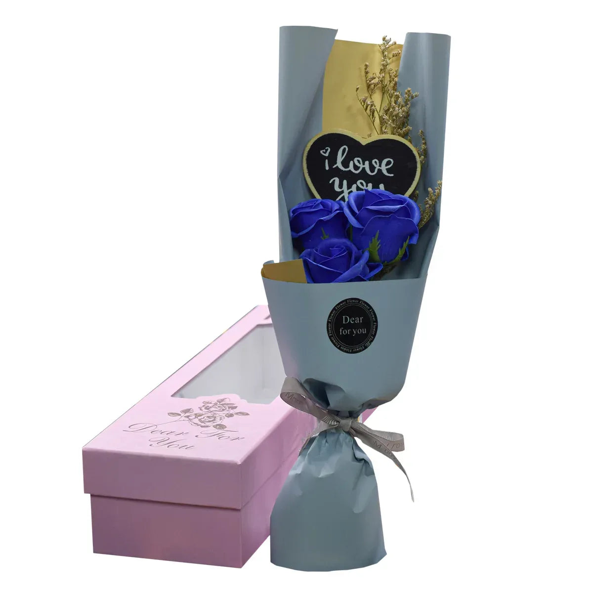Aranjament floral elegant, flori de sapun, D4082, Blue