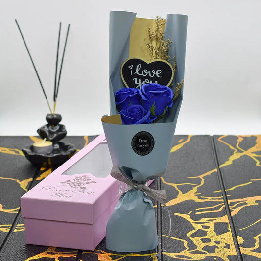 Aranjament floral elegant, flori de sapun, D4082, Blue
