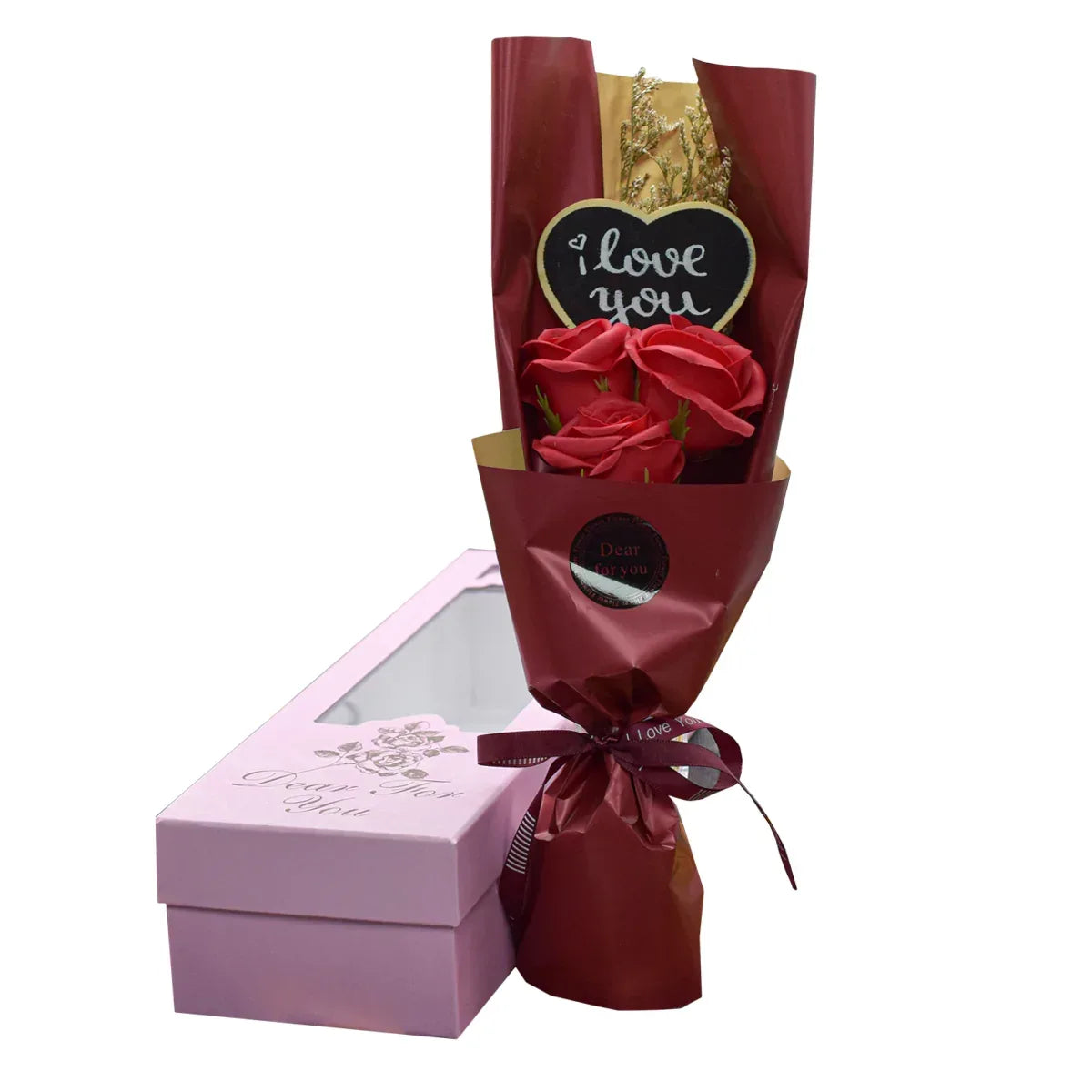Aranjament floral elegant, flori de sapun, D4082, Rosu