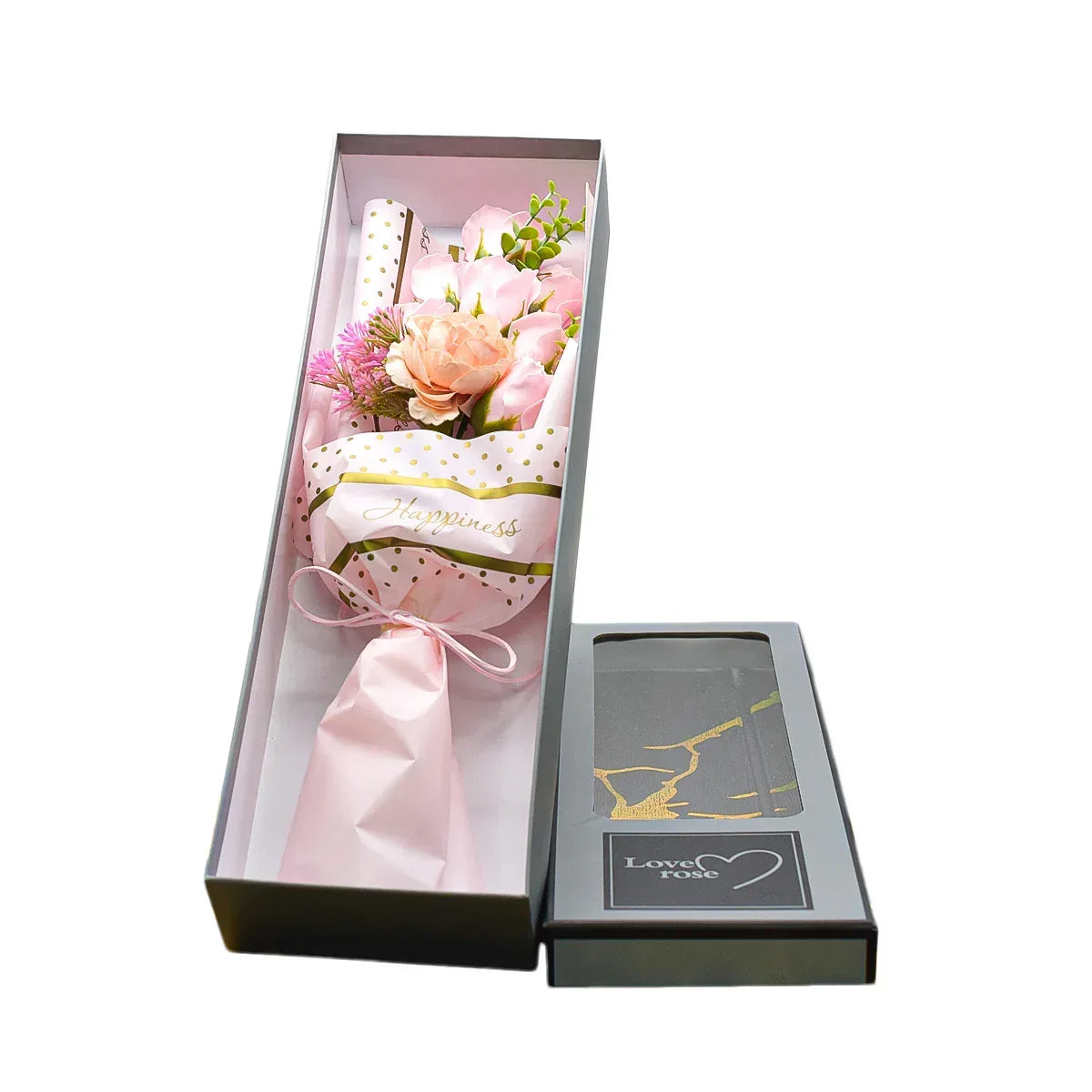 Aranjament floral elegant, flori de sapun, D4083, Roz