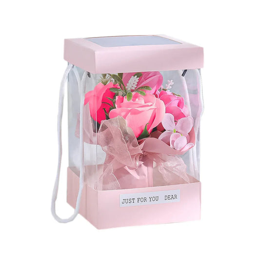 Aranjament floral elegant, flori de sapun, D4096, Roz
