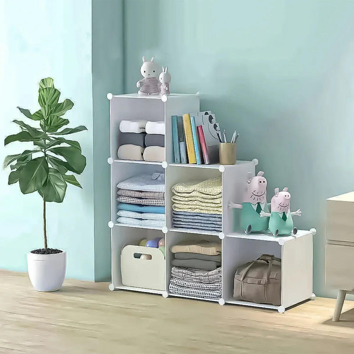 Dulap Modular, 6 Compartimente, D4106, Alb