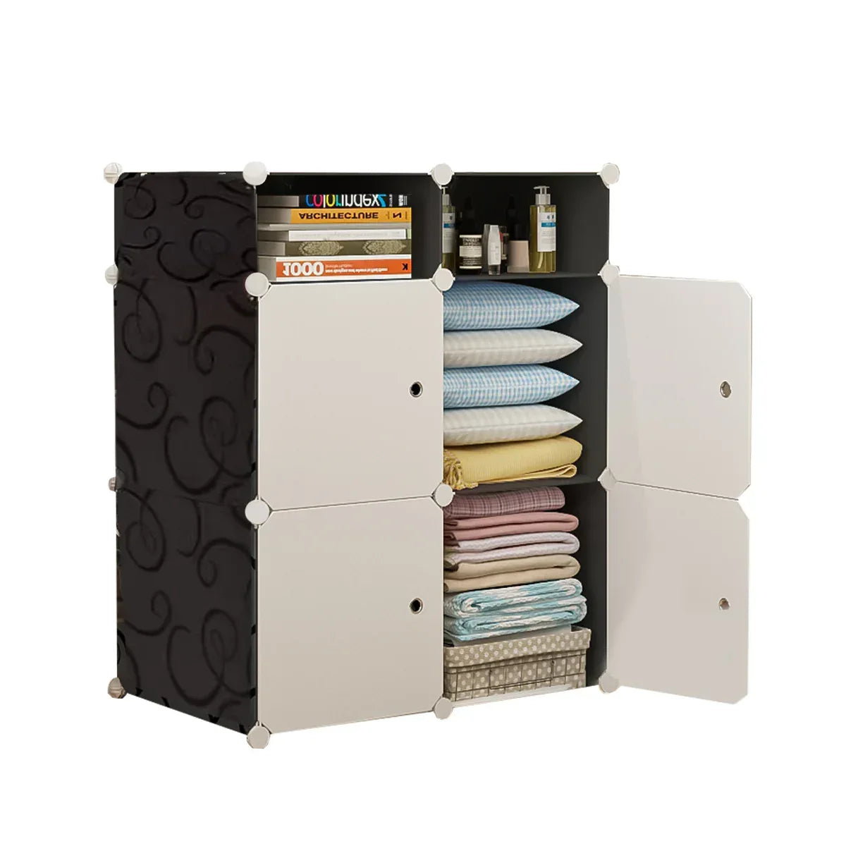 Dulap Modular, 6 Compartimente, D4120, Alb/Negru