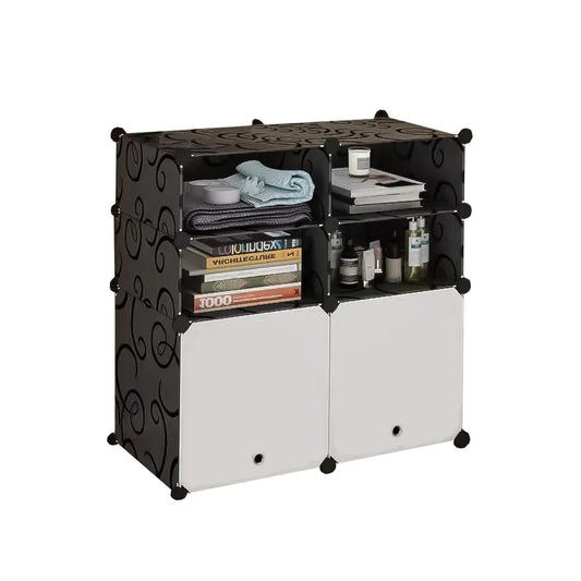Dulap Modular, 6 Compartimente, D4124, Alb/Negru
