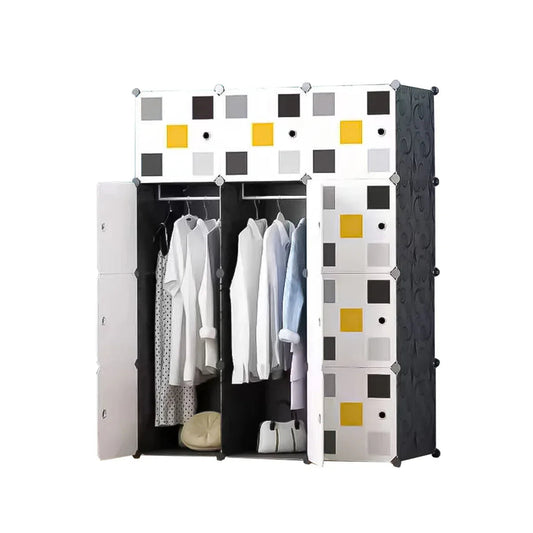 Dulap Modular, 12 Usi, D4131, Alb/Negru