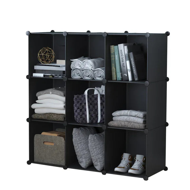 Dulap Modular, 9 Compartimente, fara usi, Naimeed D4137, Negru