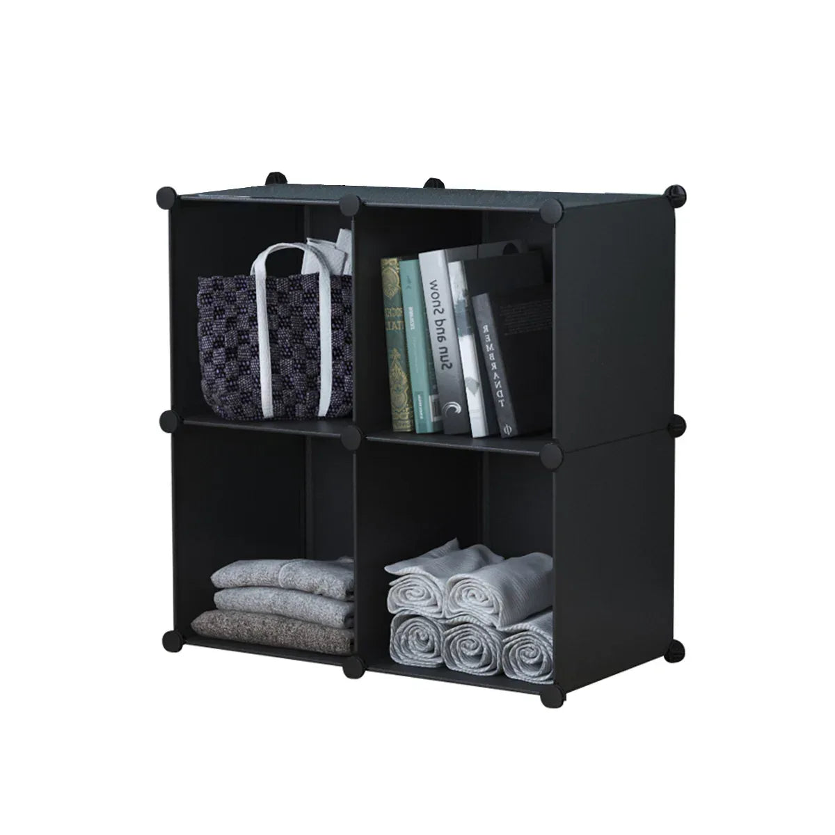 Dulap Modular, 4 Compartimente, fara usi, Naimeed D4139, Negru