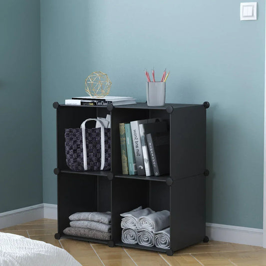 Dulap Modular, 4 Compartimente, fara usi, Naimeed D4139, Negru