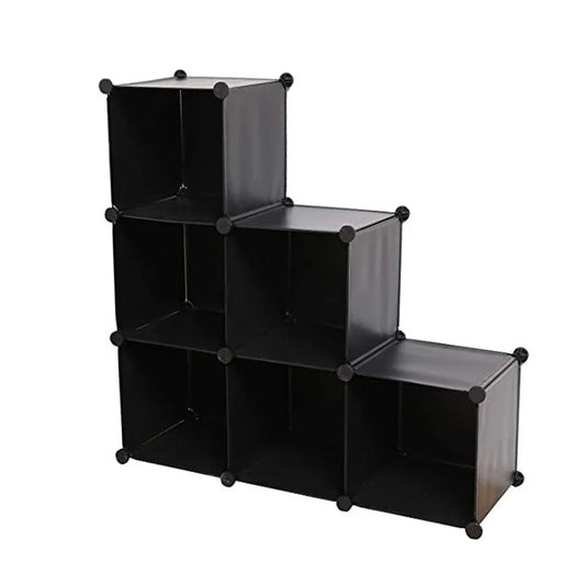Dulap Modular, 6 Compartimente, fara usi, Naimeed D4142, Negru
