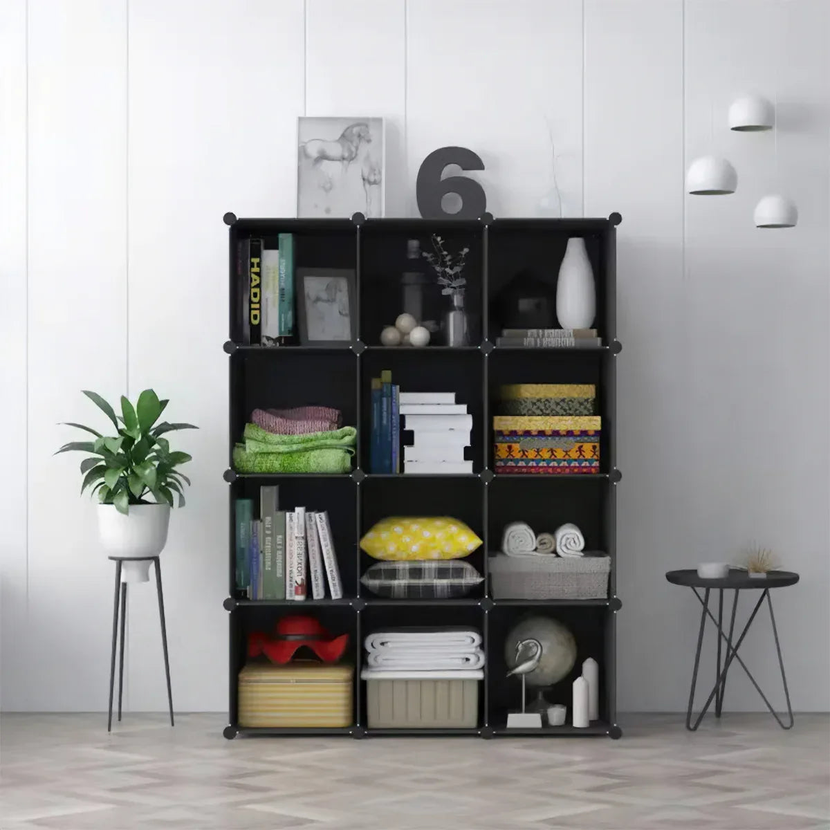 Dulap Modular, 12 Compartimente, fara usi, Naimeed D4143, Negru