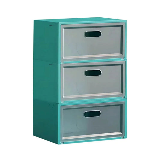 Set 3 cutii pentru depozitare pantofi, Naimeed D4154, polipropilena, Verde