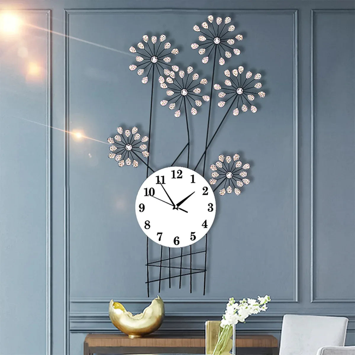 Ceas de perete, stil elegant, Metal, mecanism Silentios, D4186, 46*88 cm, Negru