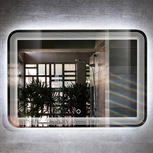 Oglinda baie, sistem iluminare LED, IP44, 100x70cm, D4224, Dezaburire, Touch