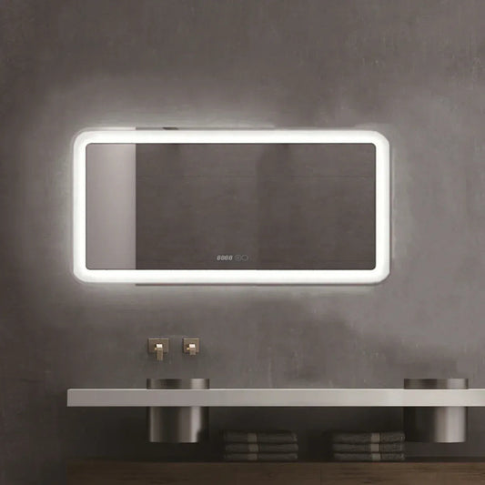 Oglinda baie, sistem iluminare LED, IP44, 100x70cm, D4230, Dezaburire, Touch, Ceas