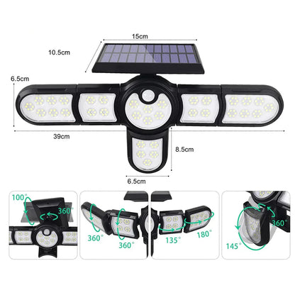 Lampa solara, cu senzor de miscare, lumina LED,  acumulator, Naimeed D4333, 198 LED-uri