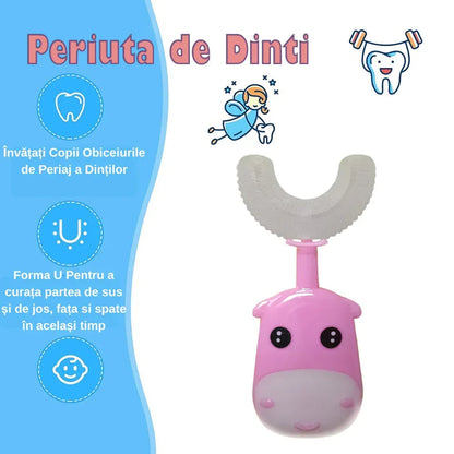 Periuta de Dinti Circulara U-shape, pentru Copii 3-6 ani, Naimeed D4366, Roz