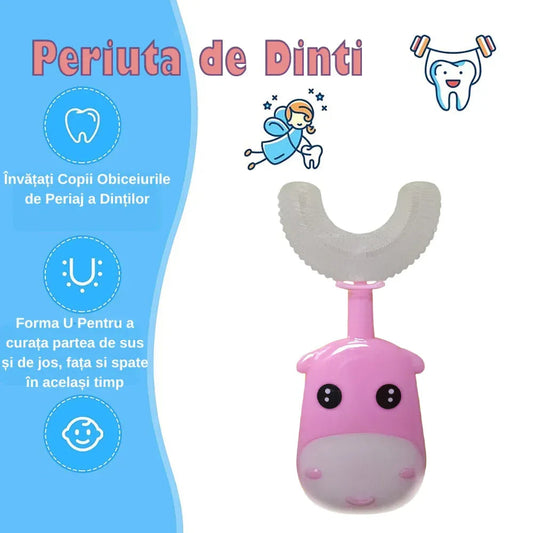 Periuta de Dinti Circulara U-shape, pentru Copii 3-6 ani, Naimeed D4366, Roz