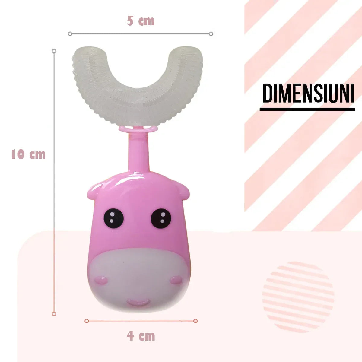 Periuta de Dinti Circulara U-shape, pentru Copii 3-6 ani, Naimeed D4366, Roz