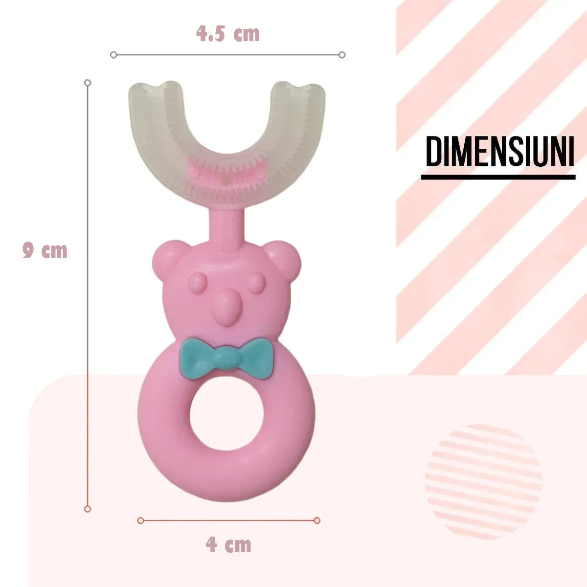 Set 2 Periute de Dinti, U-shape, pentru Copii 2-6 ani, Naimeed D4367, Roz