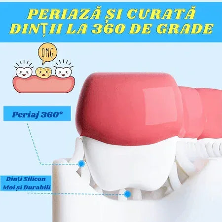 Pachet periute de dinti in forma de U pentru copii, design pentru curatarea dintilor la 360°, varsta intre 6-12 ani, D4376, Albastru