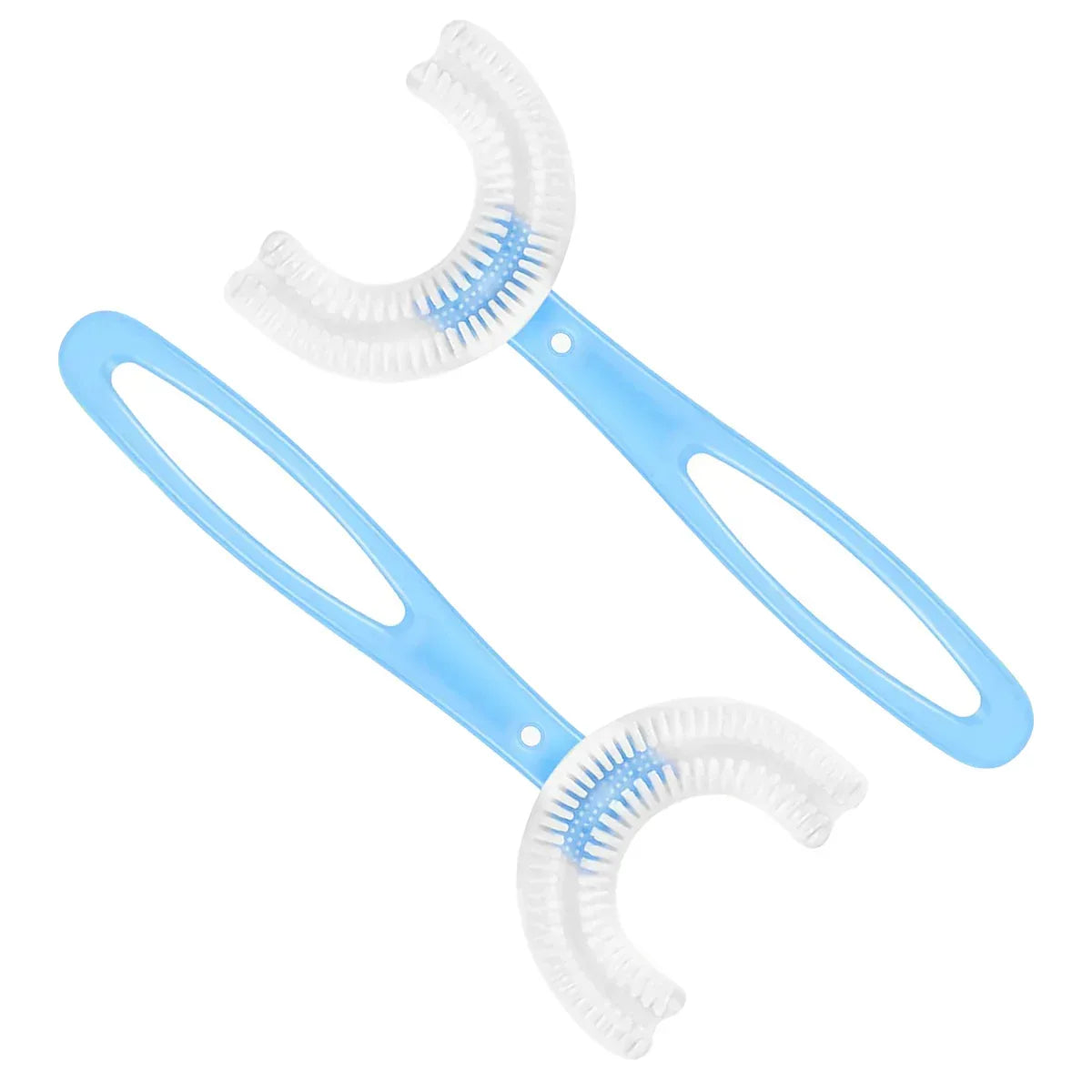 Pachet periute de dinti in forma de U pentru copii, design pentru curatarea dintilor la 360°, varsta intre 6-12 ani, D4376, Albastru