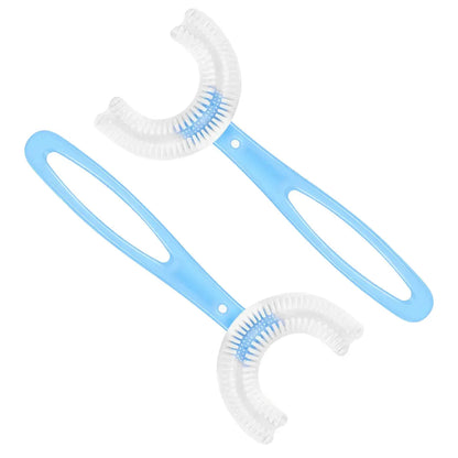 Pachet periute de dinti in forma de U pentru copii, design pentru curatarea dintilor la 360°, varsta intre 6-12 ani, D4376, Albastru