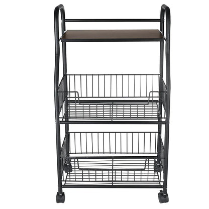 Raft metalic mobil, multifunctional, 3 polite, Naimeed D4401, Negru