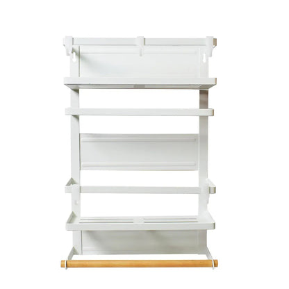 Raft metalic, multifunctional, prindere magnetica, 2 polite, suport rola si prosop, Naimeed D4437, Alb