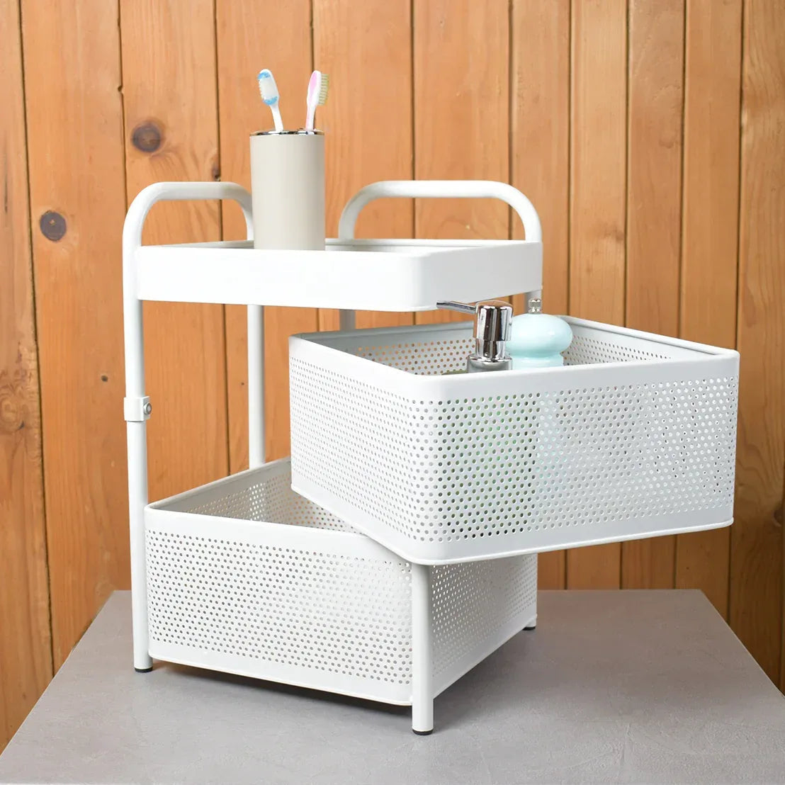 Raft metalic multifunctional, 2 cosuri, Naimeed D4452, Alb