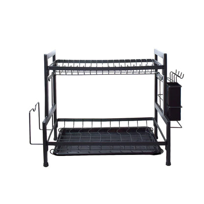 Raft metalic pentru vase si tacamuri, 2 polite, Naimeed D4465, Negru
