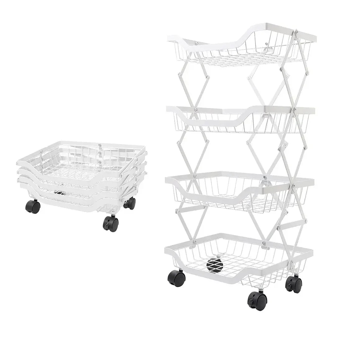 Raft metalic mobil, extensibil, 4 cosuri, Naimeed D4484, Alb