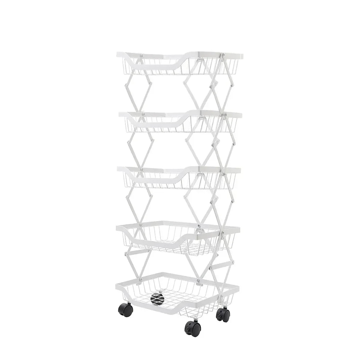 Raft metalic mobil, extensibil, 5 cosuri, Naimeed D4486, Alb