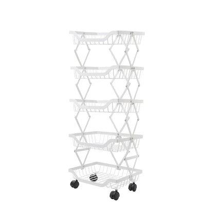 Raft metalic mobil, extensibil, 5 cosuri, Naimeed D4486, Alb