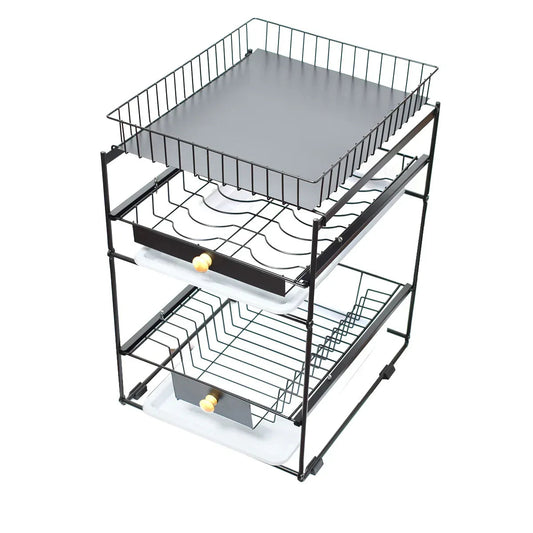 Raft metalic pentru vase si tacamuri, 3 polite, Naimeed D4497, Negru