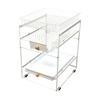 Raft metalic pentru vase si tacamuri, 3 polite, Naimeed D4498, Alb